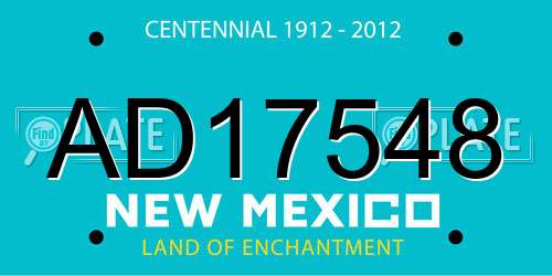 AD17548 New Mexico License Plate