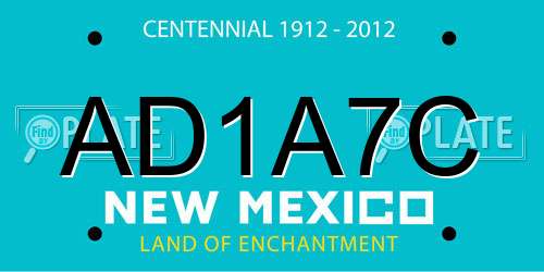 AD1A7C New Mexico License Plate