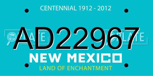 AD22967 New Mexico License Plate