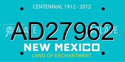 AD27962 New Mexico License Plate