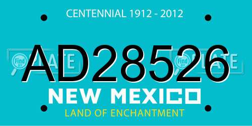 AD28526 New Mexico License Plate