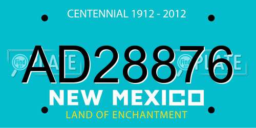 AD28876 New Mexico License Plate