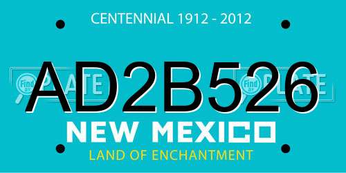 AD2B526 New Mexico License Plate
