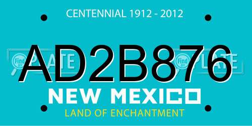 AD2B876 New Mexico License Plate
