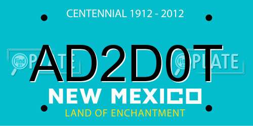 AD2D0T New Mexico License Plate