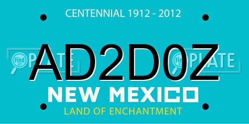 AD2D0Z New Mexico License Plate
