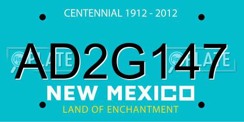 AD2G147 New Mexico License Plate