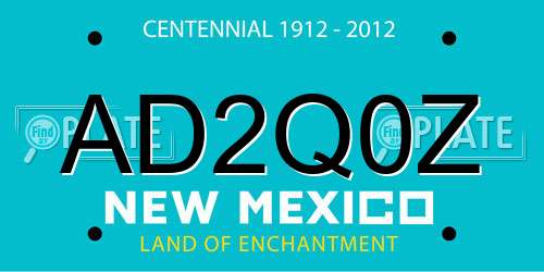 AD2Q0Z New Mexico License Plate