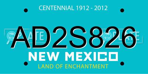 AD2S826 New Mexico License Plate
