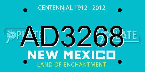 AD3268 New Mexico License Plate