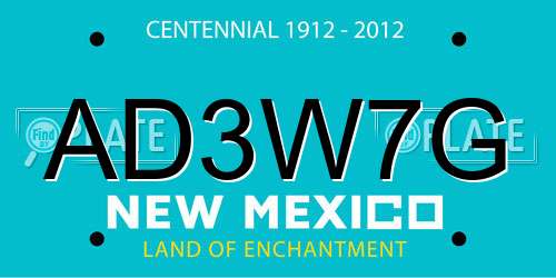 AD3W7G New Mexico License Plate