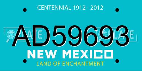AD59693 New Mexico License Plate