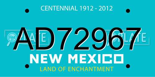 AD72967 New Mexico License Plate
