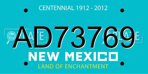 AD73769 New Mexico License Plate