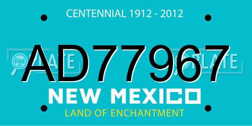AD77967 New Mexico License Plate