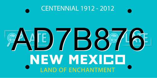 AD7B876 New Mexico License Plate