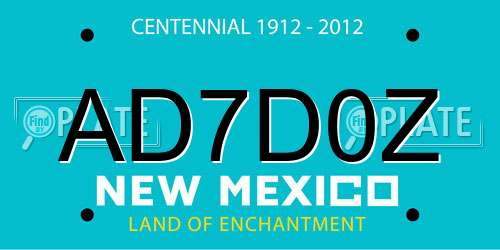 AD7D0Z New Mexico License Plate