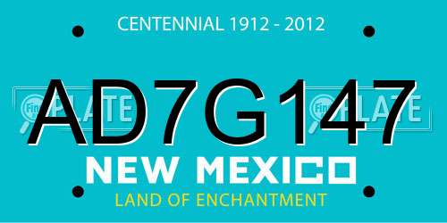 AD7G147 New Mexico License Plate
