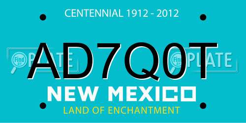 AD7Q0T New Mexico License Plate