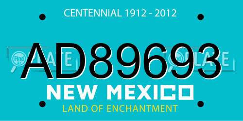 AD89693 New Mexico License Plate