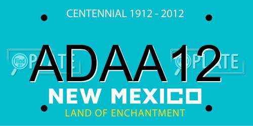 ADAA12 New Mexico License Plate