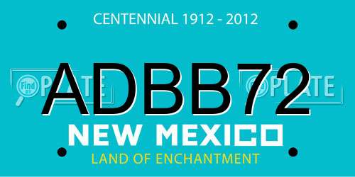 ADBB72 New Mexico License Plate