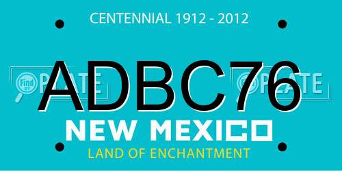 ADBC76 New Mexico License Plate