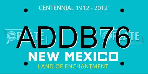 ADDB76 New Mexico License Plate