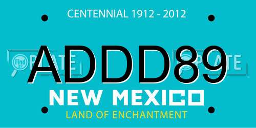 ADDD89 New Mexico License Plate