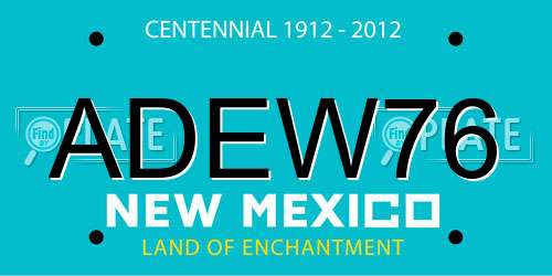 ADEW76 New Mexico License Plate