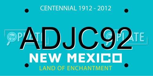 ADJC92 New Mexico License Plate