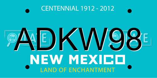 ADKW98 New Mexico License Plate