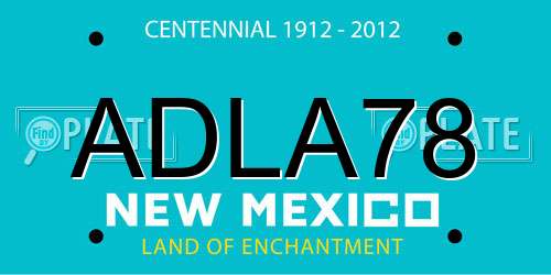 ADLA78 New Mexico License Plate