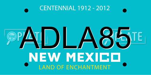 ADLA85 New Mexico License Plate