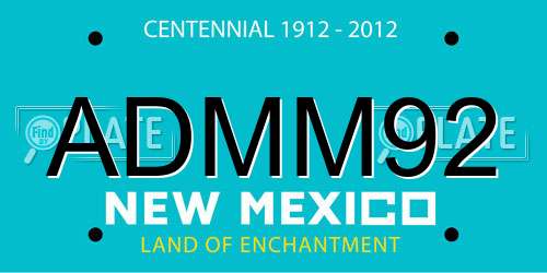 ADMM92 New Mexico License Plate