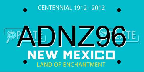 ADNZ96 New Mexico License Plate