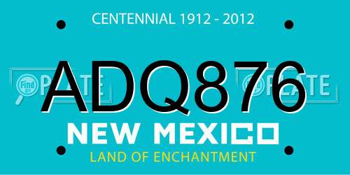 ADQ876 New Mexico License Plate