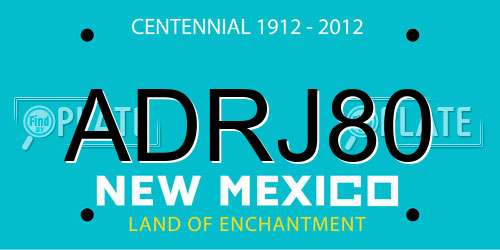 ADRJ80 New Mexico License Plate