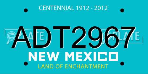ADT2967 New Mexico License Plate