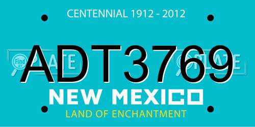 ADT3769 New Mexico License Plate