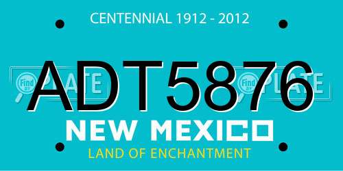 ADT5876 New Mexico License Plate