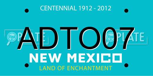 ADTO07 New Mexico License Plate