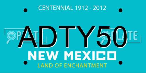ADTY50 New Mexico License Plate
