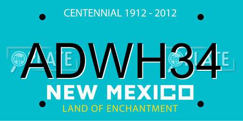 ADWH34 New Mexico License Plate
