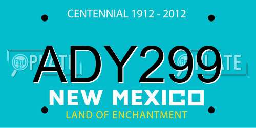 ADY299 New Mexico License Plate