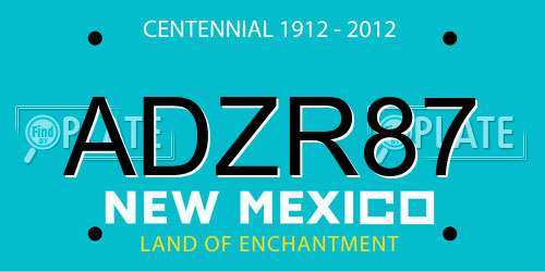 ADZR87 New Mexico License Plate