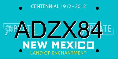 ADZX84 New Mexico License Plate