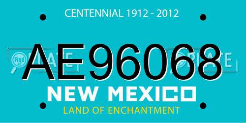 AE96068 New Mexico License Plate