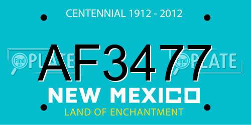 AF3477 New Mexico License Plate