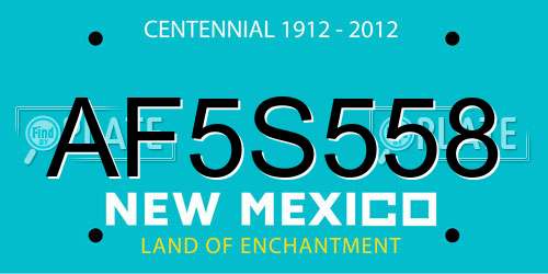 AF5S558 New Mexico License Plate